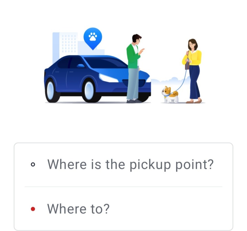 choose your pickup point and destination for your taxi in Korea